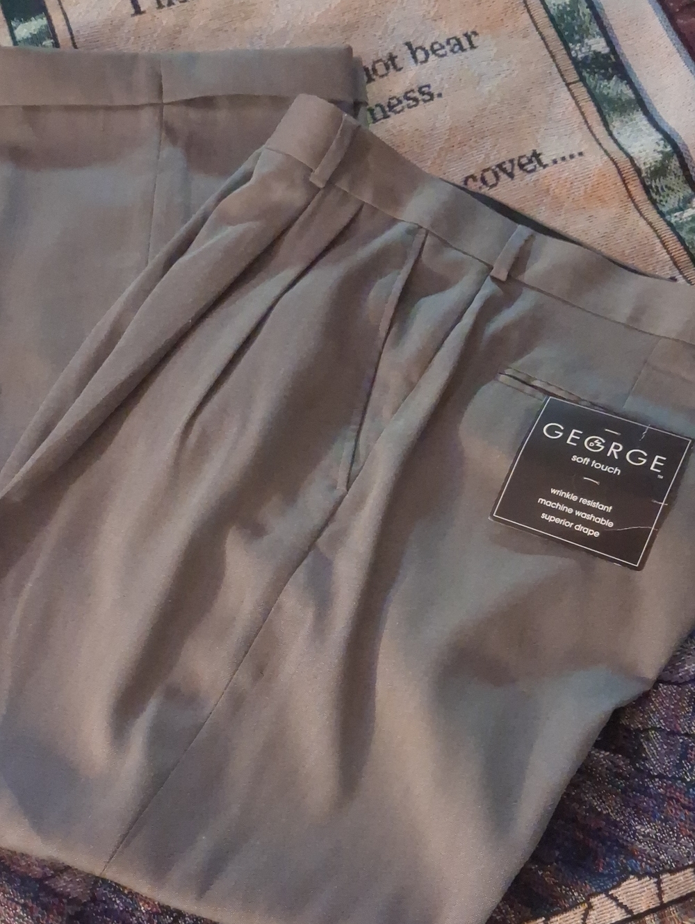 George Men's Pleated Dress Pants - Taupe Gray 42-30